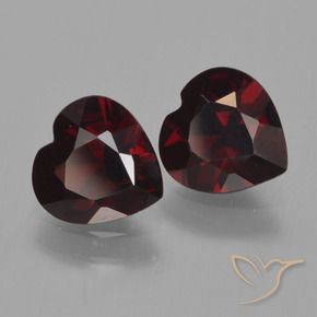 Pedras preciosas de Granada Piropo vermelho escuro natural de 1.65 ct, Coração, VVS-VS
