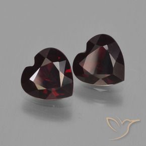 Pedras preciosas de Granada Piropo Vermelho escuro natural de 1.62 ct, Coração, VVS-VS