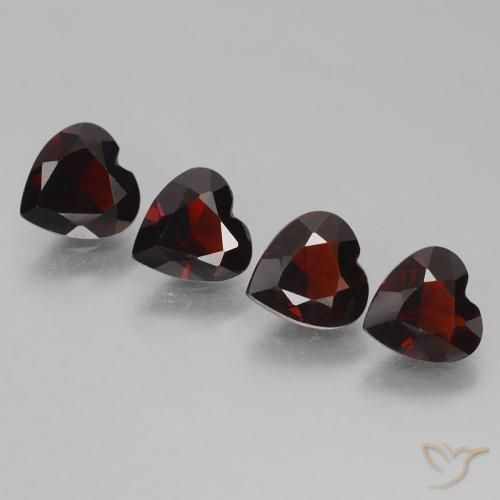 Pedras preciosas de Granada Piropo Vermelho escuro natural de 2.93 ct, Coração, VVS-VS