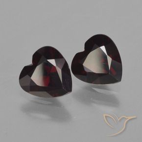 Pedras preciosas de Granada Piropo Vermelho escuro natural de 1.67 ct, Coração, VVS-VS
