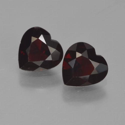 Pedras preciosas de Granada Piropo Vermelho escuro natural de 1.65 ct, Formato de coração, VVS-VS
