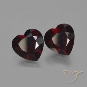 Pedras preciosas de Granada Piropo vermelho escuro natural de 1.84 ct, Coração, VVS-VS
