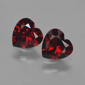 Pedras preciosas de Granada Piropo Vermelho escuro natural de 1.65 ct, Formato de coração, VVS-VS