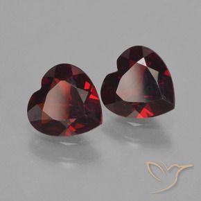 Pedras preciosas de Granada Piropo Vermelho escuro natural de 1.63 ct, Coração, VVS-VS