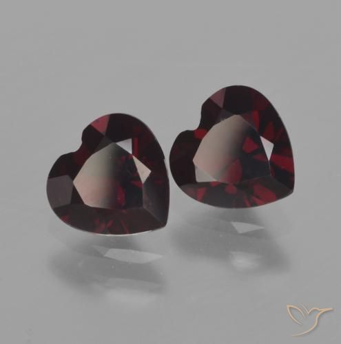 Pedras preciosas de Granada Piropo vermelho escuro natural de 1.88 ct, Coração, VVS-VS