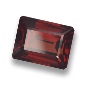 Granada piropo vermelho natural 3,38ct, corte esmeralda, VVS