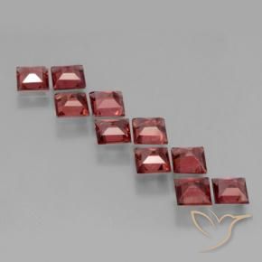 Pedras preciosas de Granada Piropo Vermelho Escarlate Claro natural de 3.86 ct, Quadrado, VS