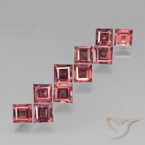 Pedras preciosas de Granada Piropo Vermelho médio-escuro natural de 3.84 ct, Quadrado, VS