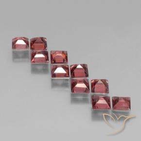 Pedras preciosas de Granada Piropo Vermelho médio-escuro natural de 3.84 ct, Quadrado, VS