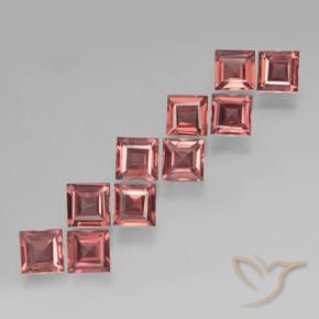 Pedras preciosas de Granada Piropo Vermelho Escarlate Claro natural de 4.23 ct, Quadrado, VS