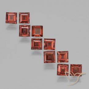 Pedras preciosas de Granada Piropo vermelho médio natural de 4.37 ct, Quadrado, VS