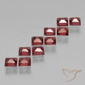 Pedras preciosas de Granada Piropo Vermelho Escarlate Profundo natural de 3.64 ct, Quadrado, VS