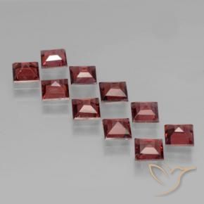 Pedras preciosas de Granada Piropo vermelho médio natural de 3.71 ct, Quadrado, VS