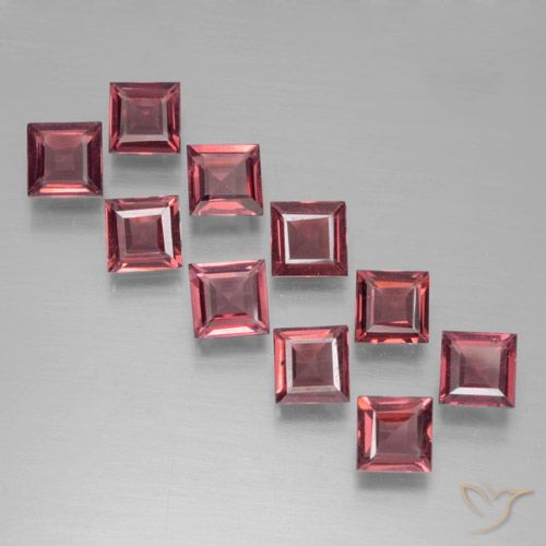 3.41ctw Natural Vermelho rosado Granada Piropo, Quadrado, VS