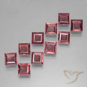 Pedras preciosas de Granada Piropo Vermelho rosado natural de 3.41 ct, Quadrado, VS