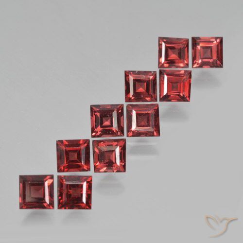 Pedras preciosas de granada piropo vermelho natural de 3,97 ct, quadrado, VS