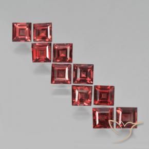 Pedras preciosas de granada piropo vermelho natural de 3,97 ct, quadrado, VS