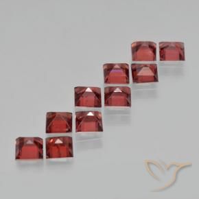 Pedras preciosas de granada piropo vermelho natural de 3,97 ct, quadrado, VS