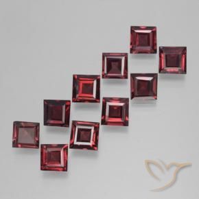 Pedras preciosas de Granada Piropo Vermelho Sangue Profundo natural de 3.80 ct, Quadrado, VS