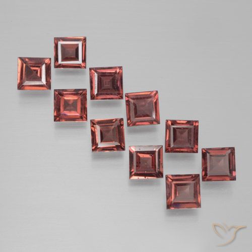 3.67ctw Natural Vermelho Rosa Profundo Granada Piropo, Quadrado, VS
