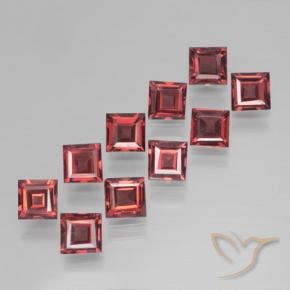 Pedras preciosas de Granada Piropo vermelho médio natural de 3.95 ct, Quadrado, VS