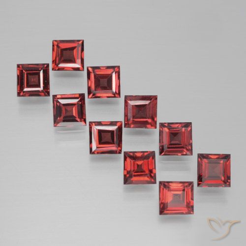4.06ctw Natural Vermelho Carmesim Profundo Granada Piropo, Quadrado, VS