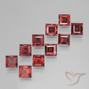 Pedras preciosas de Granada Piropo Vermelho Carmesim Profundo natural de 4.06 ct, Quadrado, VS