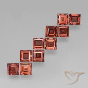 Pedras preciosas de Granada Piropo Tijolo vermelho natural de 4.54 ct, Quadrado, VS