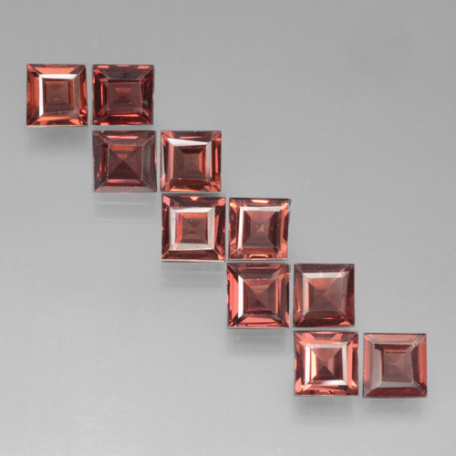 Pedras preciosas de granada piropo vermelho natural de 3,65 ct, quadrado, VS