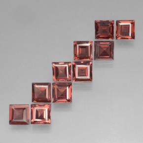 Pedras preciosas de granada piropo vermelho natural de 3,65 ct, quadrado, VS