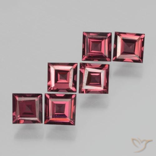 Pedras preciosas de Granada Piropo framboesa vermelha natural de 2.57 ct, Quadrado, VS