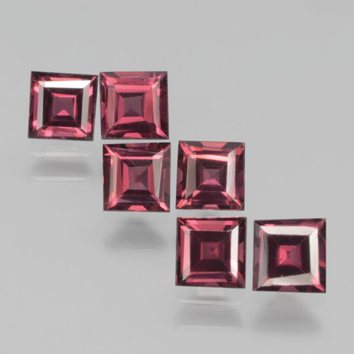 Pedras preciosas de granada piropo vermelho natural de 2,41 ct, quadrado, VS