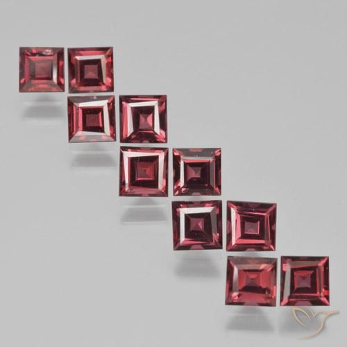 Pedras preciosas de Granada Piropo Vermelho escuro natural de 4.57 ct, Quadrado, VS