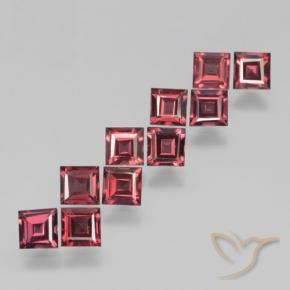 Pedras preciosas de Granada Piropo Vermelho escarlate natural de 4.42 ct, Quadrado, VS