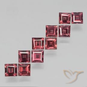 Pedras preciosas de Granada Piropo vermelho carmesim natural de 4.40 ct, Quadrado, VS