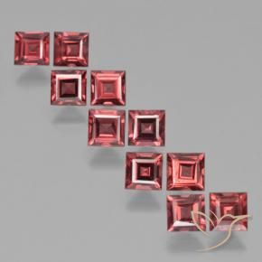 Pedras preciosas de Granada Piropo vermelho carmesim natural de 4.26 ct, Quadrado, VS