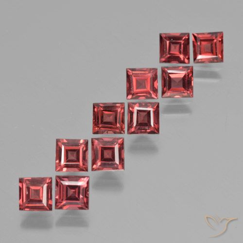4.28ctw Natural Vermelho Escarlate Claro Granada Piropo, Quadrado, VS
