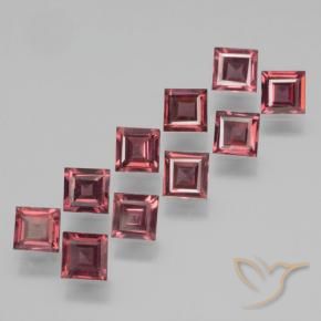 Pedras preciosas de Granada Piropo Vermelho médio-escuro natural de 3.35 ct, Quadrado, VS