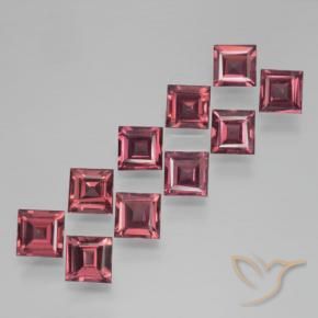 Pedras preciosas de Granada Piropo Vermelho médio-escuro natural de 4.42 ct, Quadrado, VS