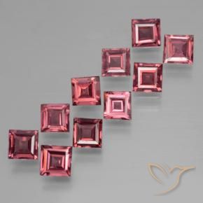 Pedras preciosas de Granada Piropo Vermelho médio-escuro natural de 3.88 ct, Quadrado, VS