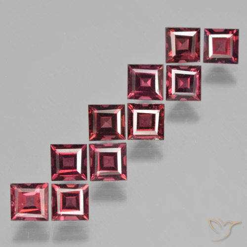 Pedras preciosas de granada piropo vermelho natural de 4,79 ct, quadrado, VS