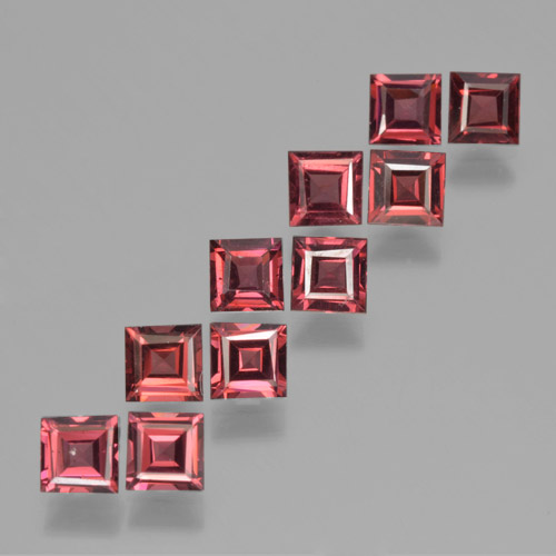 Pedras preciosas de granada piropo vermelho natural de 4,19 ct, quadrado, VS
