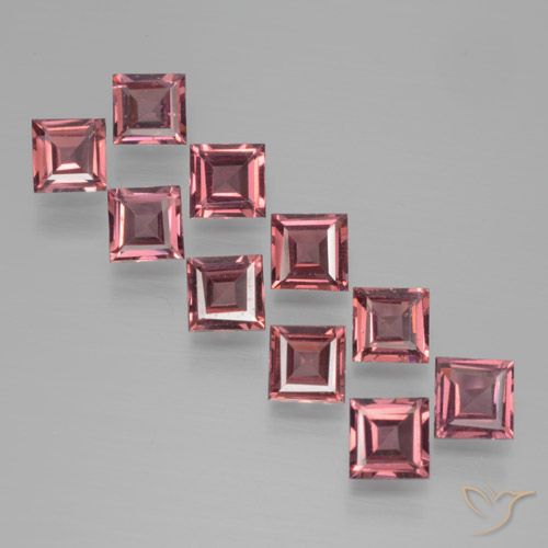 3.65ctw Natural Vermelho cereja arroxeado Granada Piropo, Quadrado, VS