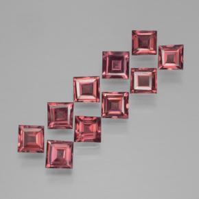 Pedras preciosas de granada piropo vermelho natural de 3,44 ct, quadrado, VS