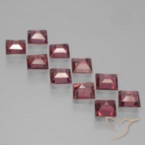 Pedras preciosas de Granada Piropo Vermelho médio-escuro natural de 4.04 ct, Quadrado, VS
