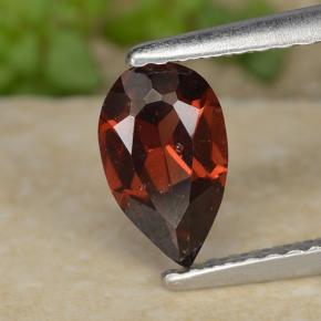 Granada piropo vermelho natural 0,87ct, formato de pêra, VS