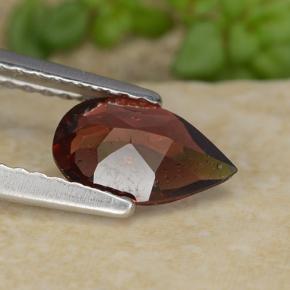 Granada piropo vermelho natural 0,87ct, formato de pêra, VS