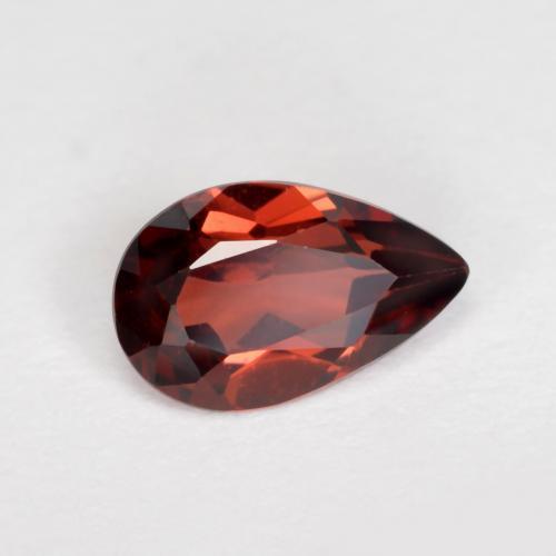 Granada piropo vermelho natural 0,90ct, formato de pêra, VVS-VS