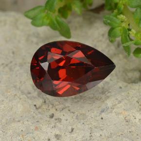 Granada piropo vermelho natural 1,14ct, formato de pêra, VVS-VS