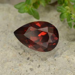 Granada piropo vermelho natural 1,14ct, formato de pêra, VVS-VS